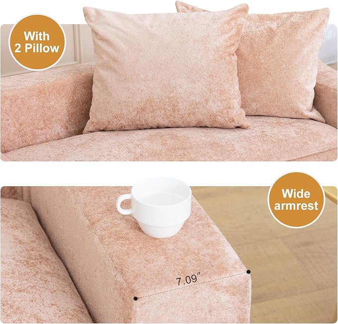 61" Convertible Sofa Bed Loveseat, Memory Foam Boneless Floor Couch