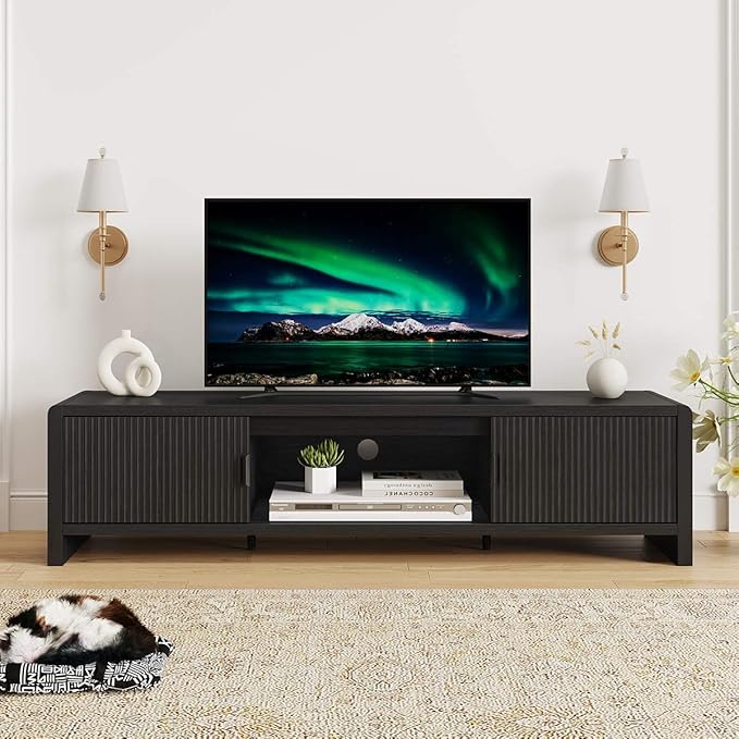 FATORRI TV Stand for 75/65/55 Inch TVs, Mid Century Modern Entertainment Center