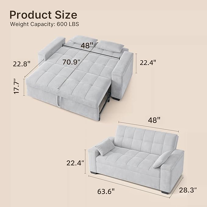 Gizoon Convertible Sofa Bed, Loveseat Sleeper Sofa