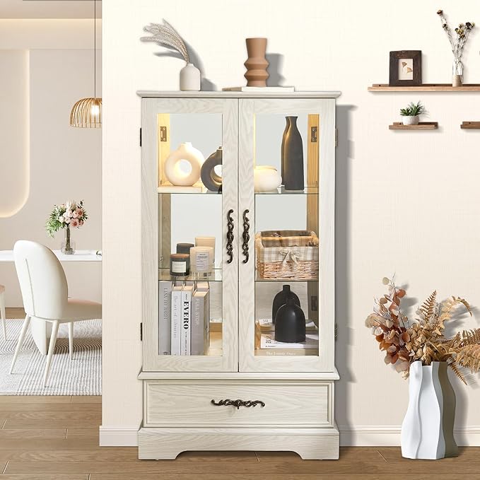 Lighted Glass Curio Display Cabinet