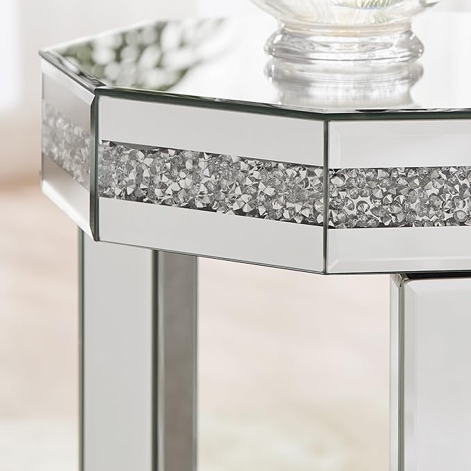 Mirrored Octagon End Table