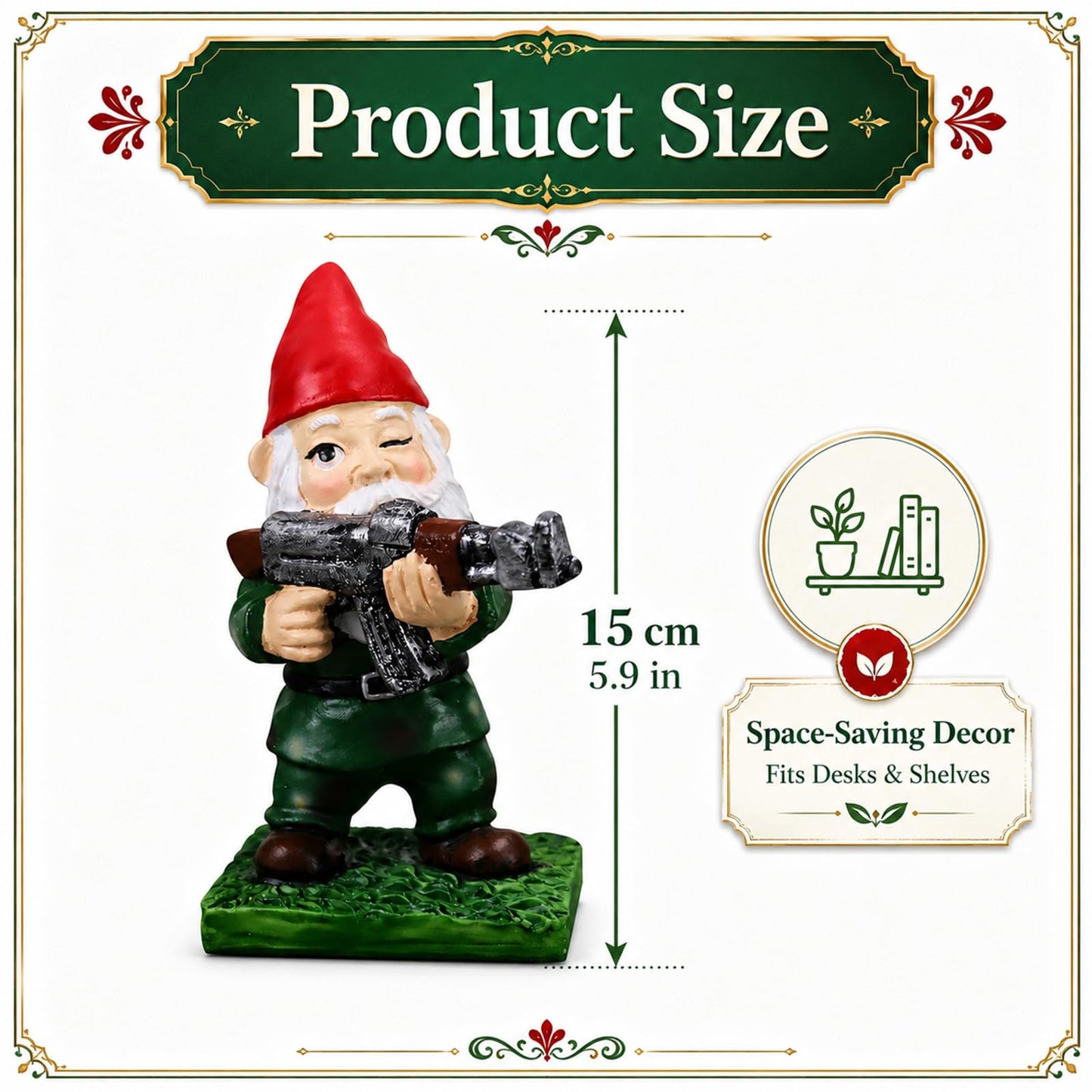 nezababy Military Garden Gnomes with Guns Funny Army Gnomes Outdoor Statues Naughty Desktop Indoor Outdoor Lawn Yard Decorations (F)