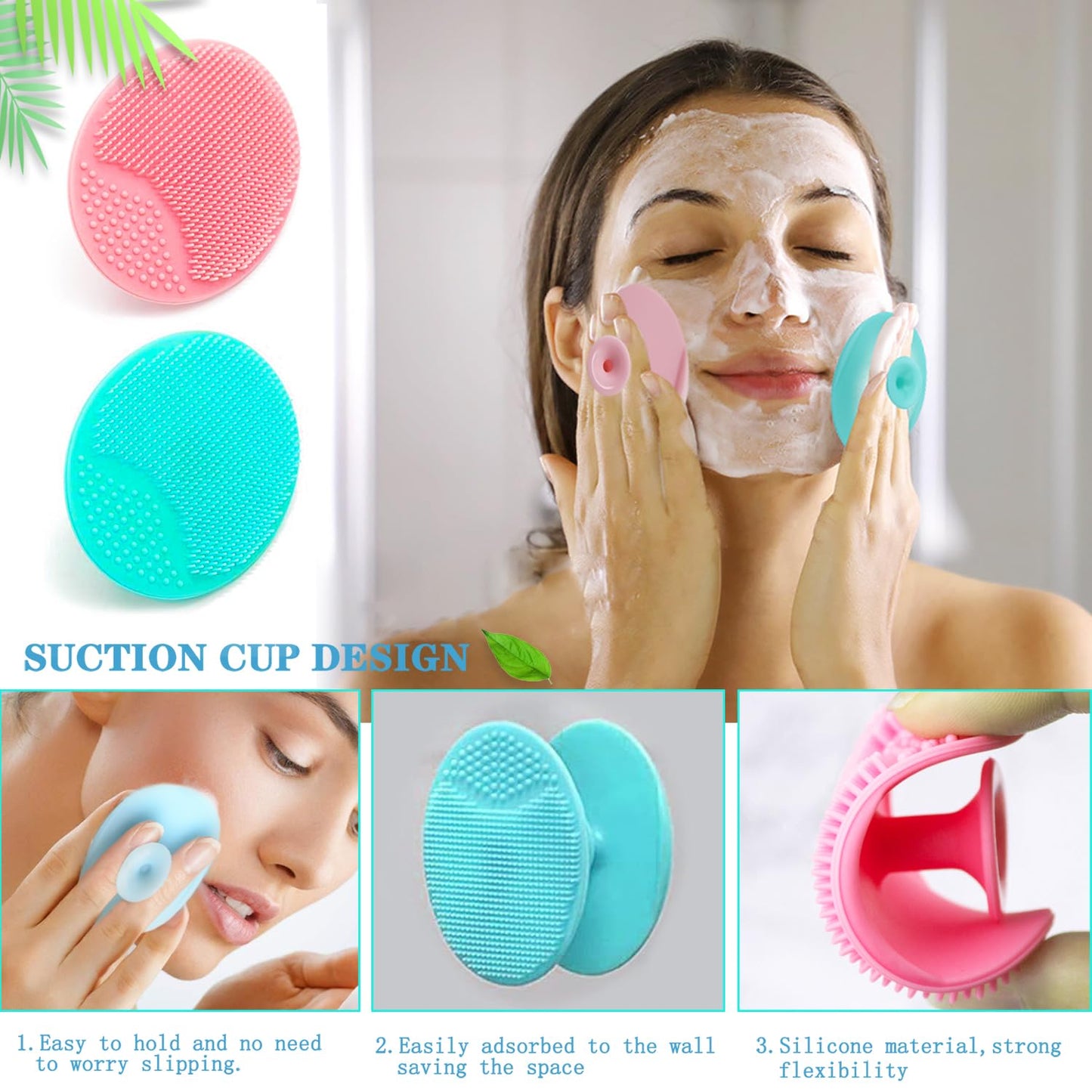 5PCS Silicone Scrubber Set, Lip & Face Cleansing Brush and 2PCS Exfoliating Face Brush for Men & Women