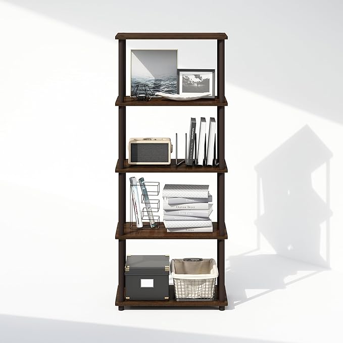 Furinno Turn-N-Tube Book Shelf, 5-Tier Bookshelf, Bookcase