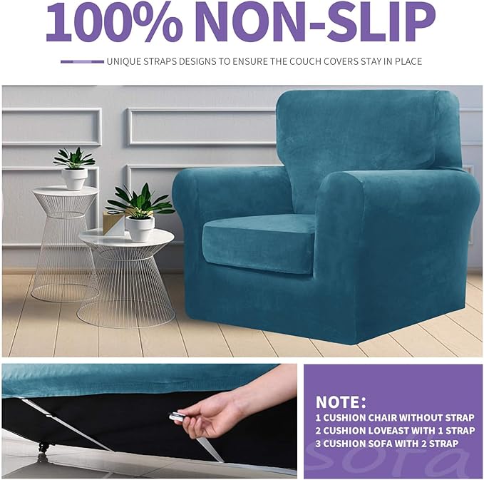 ZNSAYOTX Luxury Velvet Sofa Cover 3 Piece Stretch Loveseat Covers