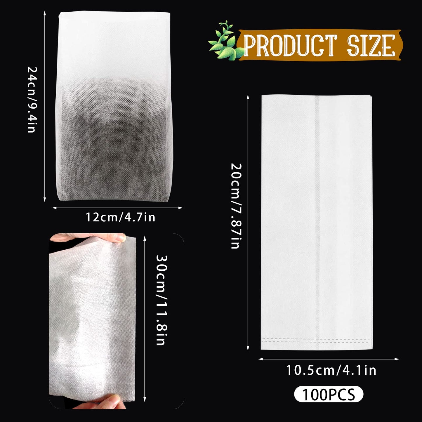 Tarklanda 100pcs Grow Bags,Biodegradable Non-Woven Plant Nursery Bags Plant Fabric Seedling Pots Bags Plants Home Garden Supply (7.8 * 11.8)