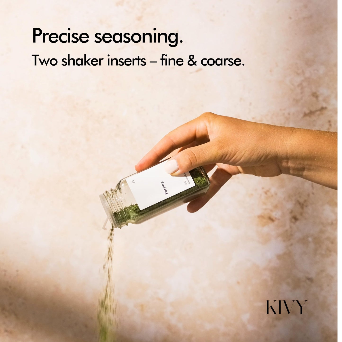 KIVY Spice Jars with Labels [24x 4oz] Glass Seasoning Containers with Airtight Lids for Organization - Empty Square Bottles for Spices & Seasonings with Shaker Lids - Spice Containers Bamboo