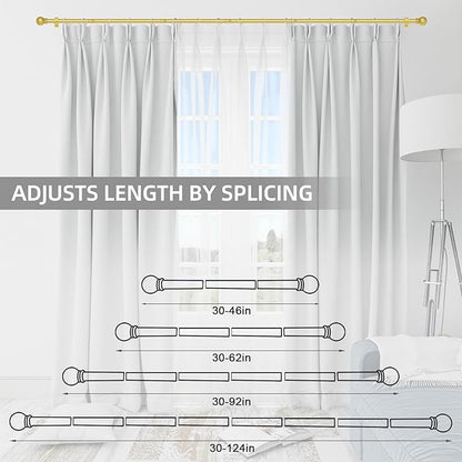 Thestoa Gold Curtain Rods for Windows 30-62 Inch, 5/8" Stainless Steel Small Curtain Rod for Bedroom, Living Room,Kitchen,Farmhouse