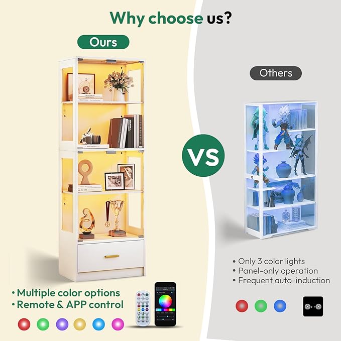 Lamtor 67-inch Glass Display Cabinet – Curio Cabinet