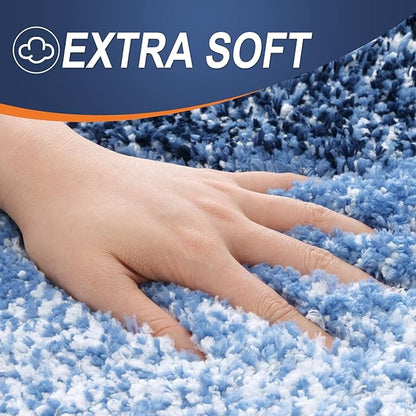 OLANLY Bathroom Runner Rugs Mat 47x17, Extra Soft Absorbent Microfiber Bath Rugs, Rubber Backing, Quick Dry, Washable Long Bath Mats for Bathroom Floor, Tub and Shower, Home Decor Accessories, Navy