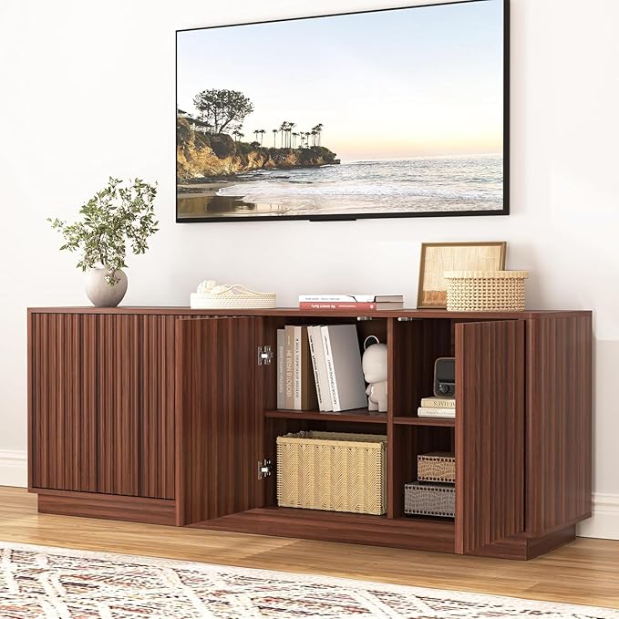 63'' Fluted TV Stand for TVs up to 75'', Modern Media Console