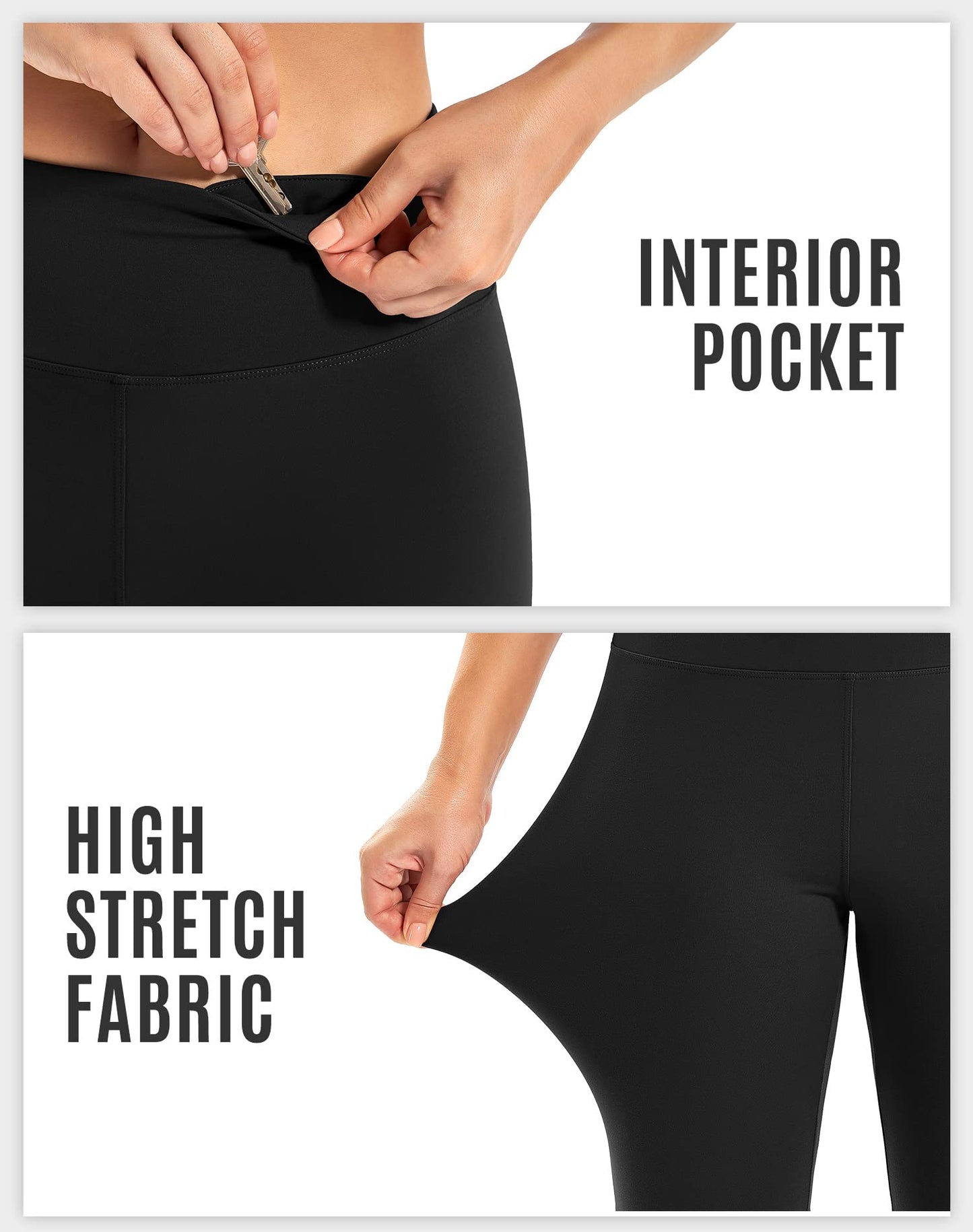 IUGA Biker Shorts for Women High Waist, Ultra Soft Womens Workout Shorts with Inner Pocket Opaque Yoga Gym Running 8" (Black, Large)