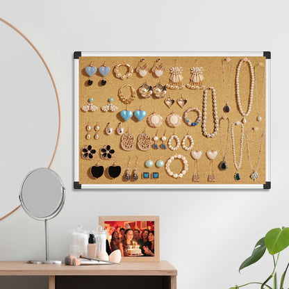 XBoard 24 x 18 Inch Cork Bulletin Notice Pin Board for Wall with Aluminum Frame for Home School & Office Display (Pack of 2)
