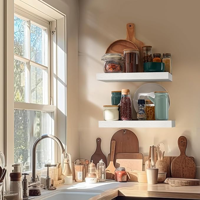 AMADA HOMEFURNISHING Floating Shelves Wall Mounted, 15 x 7 Inch Wall Shelves