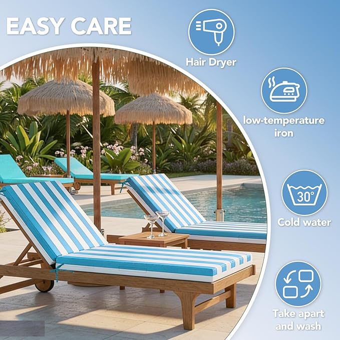 L'AGRATY Outdoor Lounge Chaise Cushion: 72x21x3 Inch Waterproof Lounge Chair