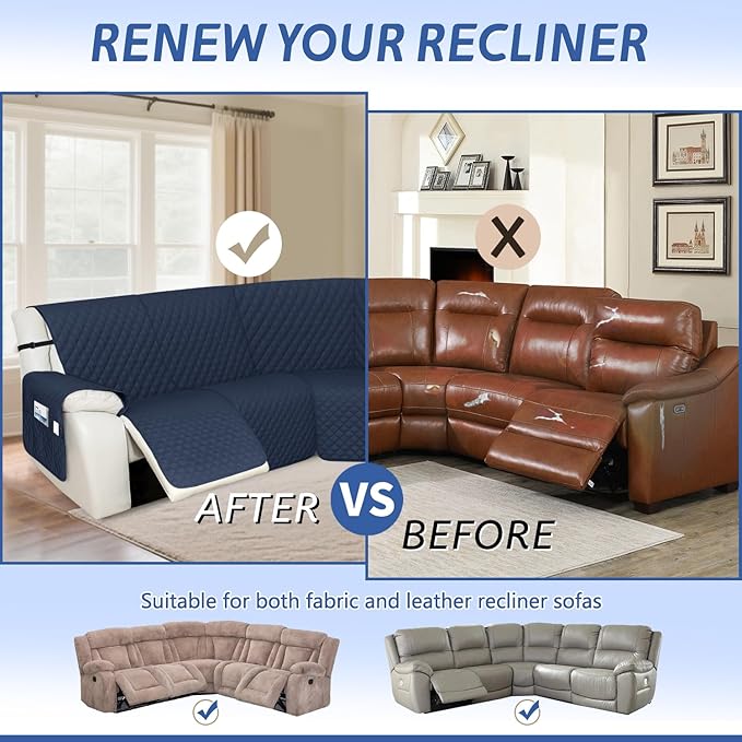 Arfntevss Recliner Sectional Couch Covers 1OO% Waterproof L Shape Sofa Cover