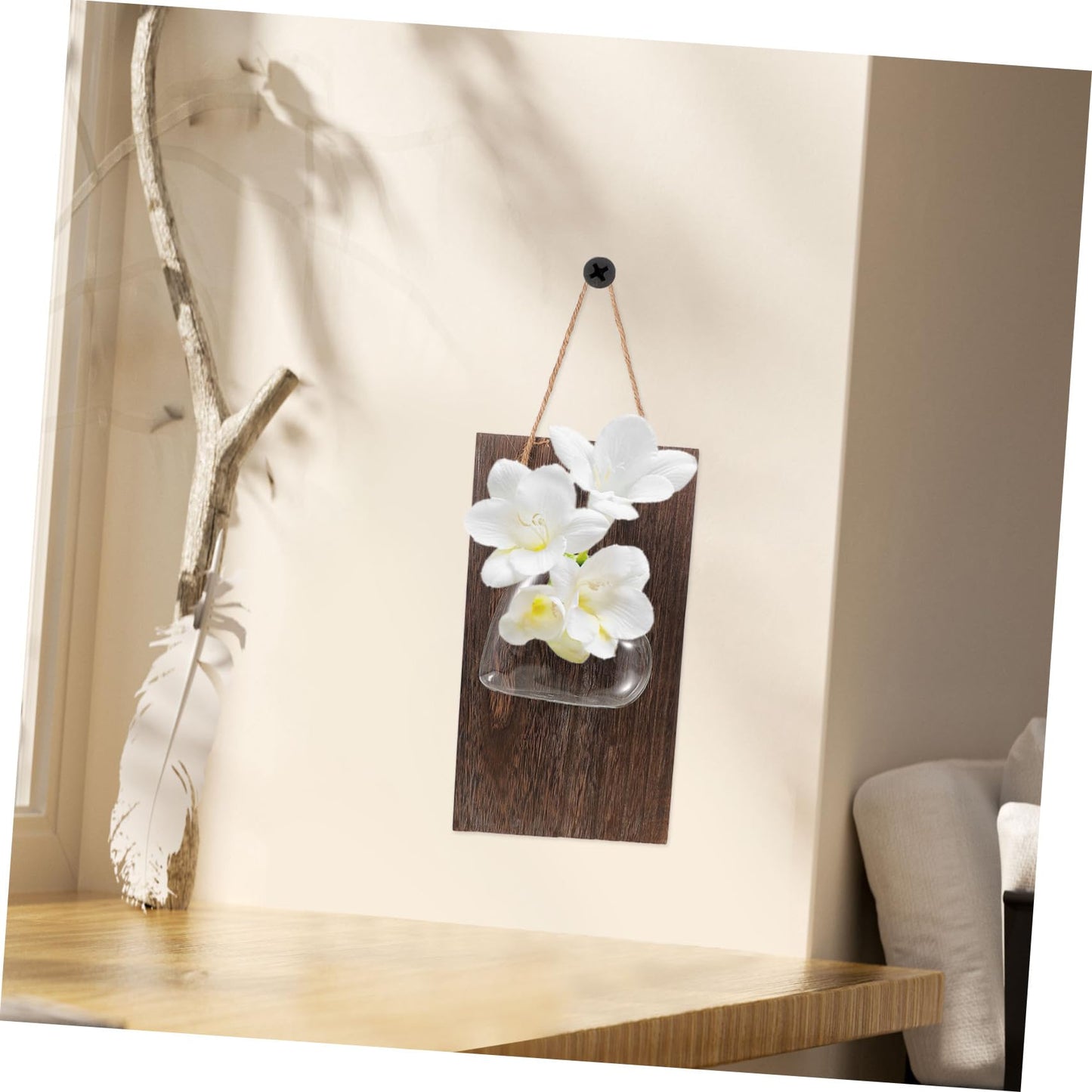HANABASS 1set Elegant Wall Mounted Glass Hydroponic Bud Vase for Home Decor for Air Plants Flowers and Terrariums for Living Room Kitchen Office and Cafe