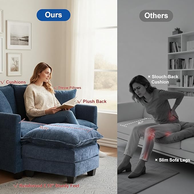 Loveseat Sofa with Ottoman