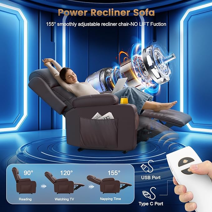 Home Theater Seating Power Recliner Chair, Massage Reclining Sofa