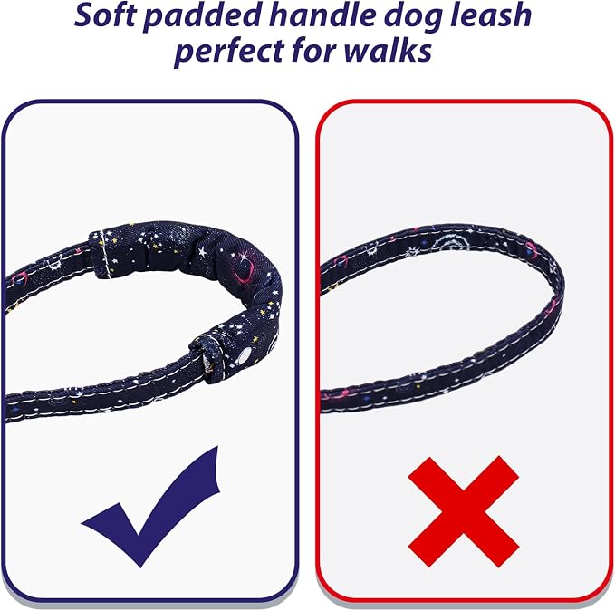 Dog Collar and Leash Set Adjustable Girls Puppy Floral Collars with Bow Tie for Small Medium Large Dogs(XS, Blue Planet)