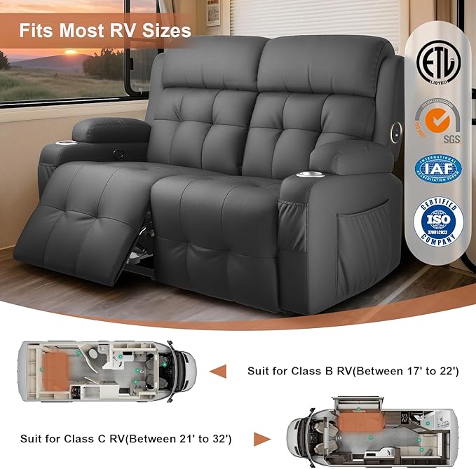 RV Loveseat Recliner Sofa, Massage Wall Hugger Recliners Couch