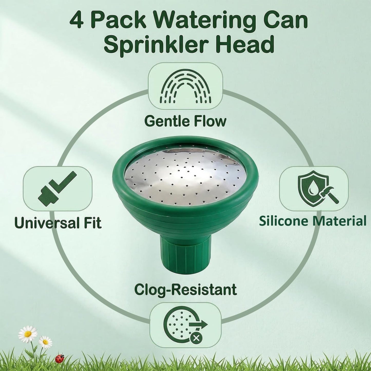 Shgxjjnb 4 Pack Watering Can Head, Watering Can Replacement Head, Universal Garden Watering Can Rose Head Water Sprinkler for Most Garden Watering Cans