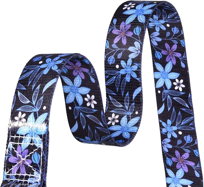 Mihqy Dog Collar and Leash Set with Bohemia Floral Tribal Geometric Patterns - Soft Ethnic Style Collar Adjustable for Small Medium Large Dogs(Blue Floral Set,XS)