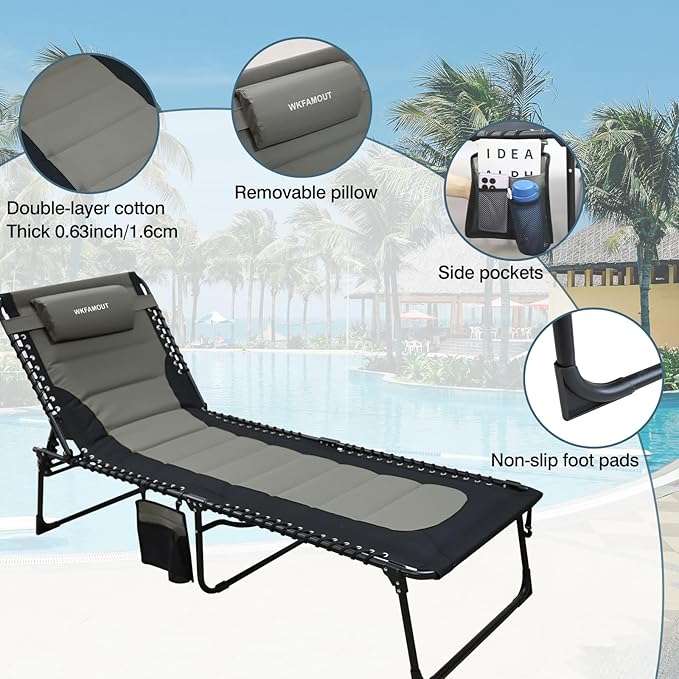 Oversized Padded Outdoor Folding Lounge Chair