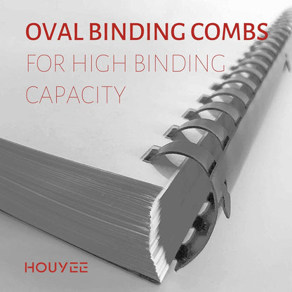 HOUYEE 50Pack 2 Inch Plastic Binding Comb 19 Ring, 450 Sheet Capacity, Letter Size Black Comb Binding Spines