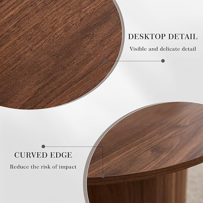 Round Nesting Coffee Table Set of 2 Mid Century Modern Wood Round Coffee Tables