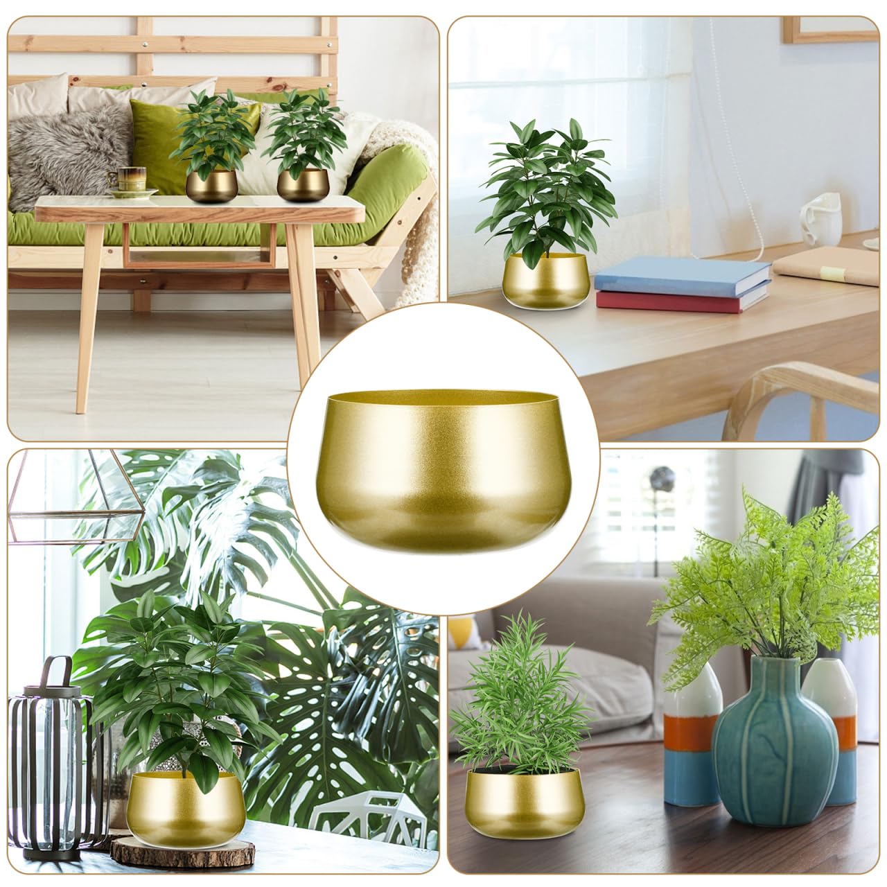 Toddmomy Flowerpot Metal Plant Pot Gold Plant Pots Indoor Flower Pot Gold Planter Metal Pot Planter Modern Decorative Flower Pots Gold Flower Vase Home Decor Handmade Pot Wrought Iron Brass