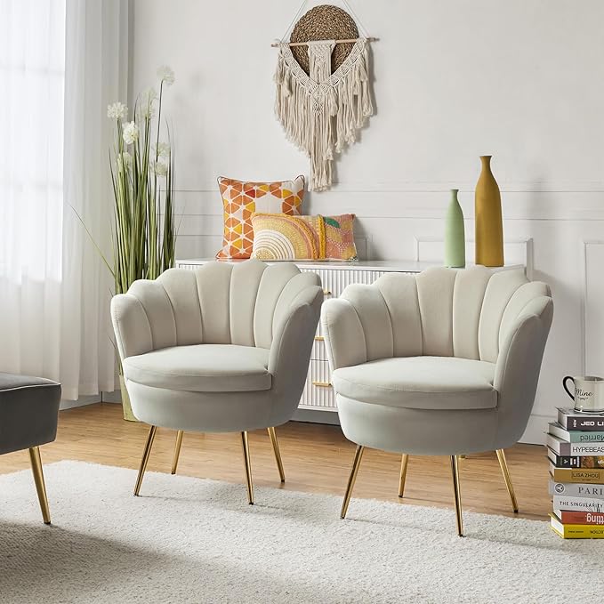 HULALA HOME Modern Velvet Accent Chairs Set of 2