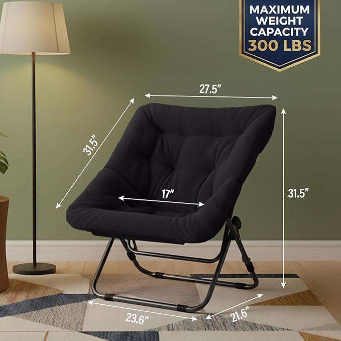 Tiita Comfy Folded Chair, Soft Faux Fur Oversized Folding Accent Chair