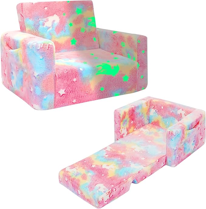SLIGUY Kids Couch, Toddler Chair, Fold Out Kids Sofa Chair, Convertible Sofa to
