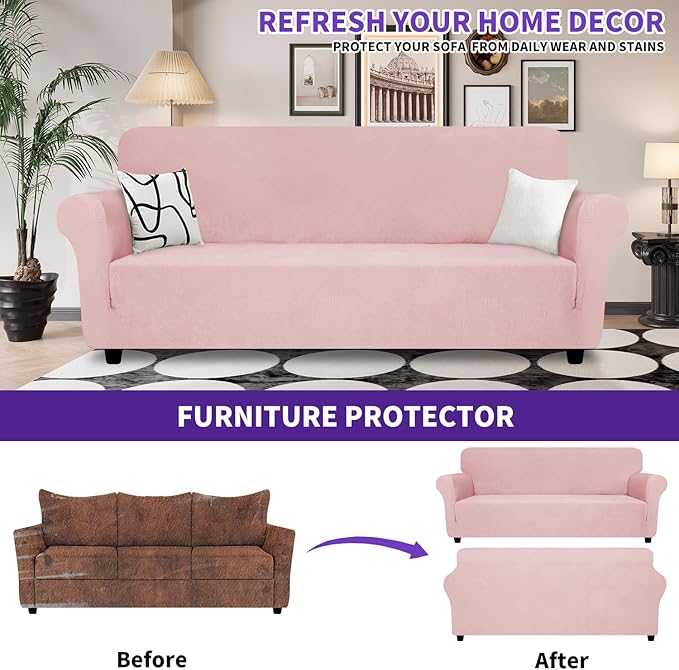ZNSAYOTX Oversized Super Stretch Couch Cover, New Striped Sofa Covers
