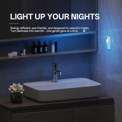 Mini Plug in Night Light, Dusk to Dawn Sensor, 4-Color, LED Toilet Night Lights, Dimmable Color Changing, for Kids Breastfeeding, Sleep Aid, Bedroom, Nursery, Hallway, 6Pack