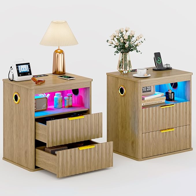 WOOVIVS Modern Nightstand Set of 2