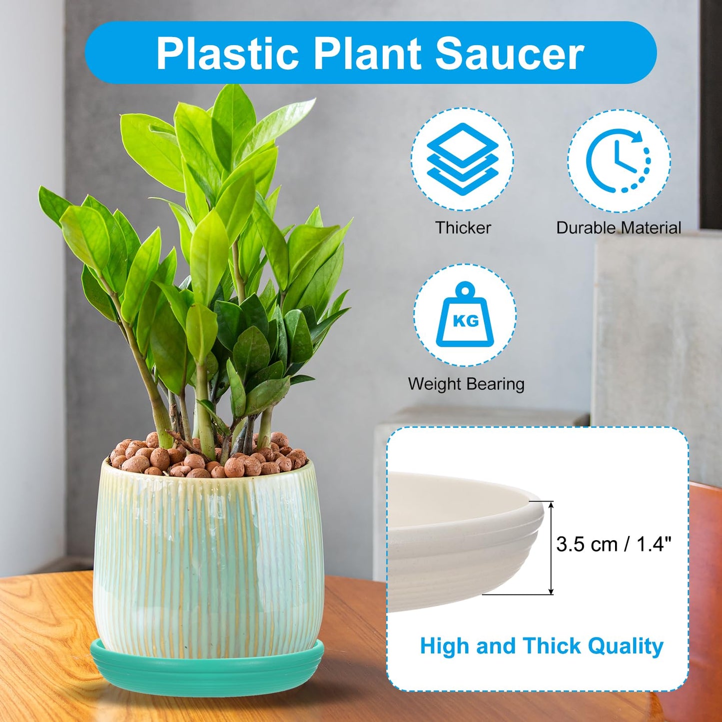 PATIKIL Plant Saucer Tray, 3 Pack 8/9/11 Inch Plastic Round Plant Saucer Flower Planter Drip Tray for Indoors Outdoors Patio Balcony, Beige