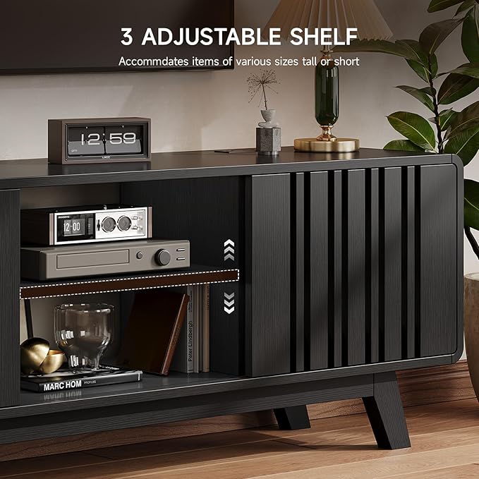 ONBRILL 63-Inch TV Stand for TVs up to 75 Inch, Mid-Century Modern Television