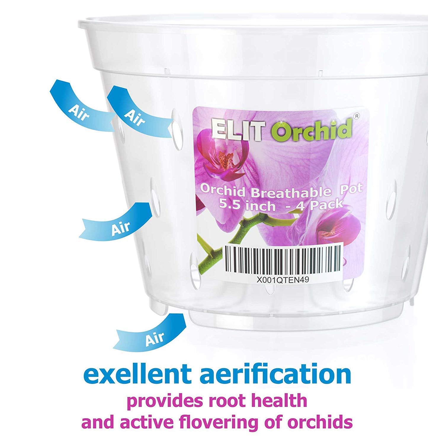 Orchid Pots with Holes Cymbidium Phalaenopsis Orchid Pot Indoor Clear Plastic Vanda Plant Pots Set (5.5 inch) 140 mm