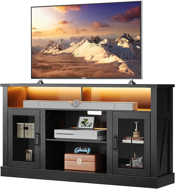 WLIVE Farmhouse TV Stand for 65 Inch TV, Tall Entertainment Center