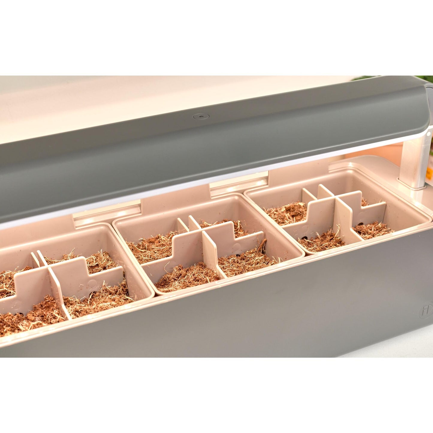 iDesign Countertop Self-Watering Plant Pot Center with Grow Light and 3 Plant Pots, Charcoal