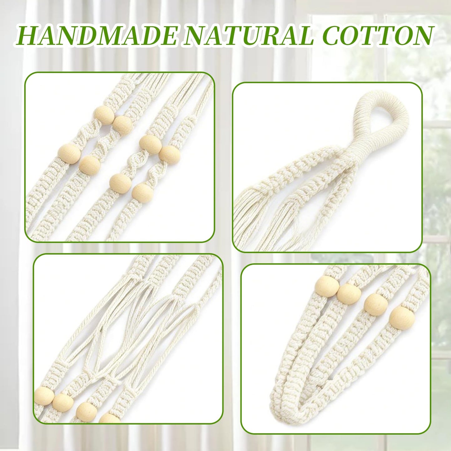 fxnx Bohemian-Style Macrame Plant Hanger Fits pots Sized from 4 to 15 inches in Diameter, Ideal for Hanging planters for Indoor Plants. Hanging Plant Holders is a Perfect Choice.(POTS NOT Included)