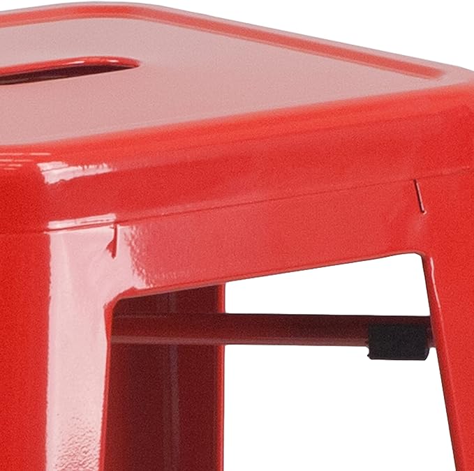 Flash Furniture Commercial Grade 30" High Backless Red Metal Indoor-Outdoor