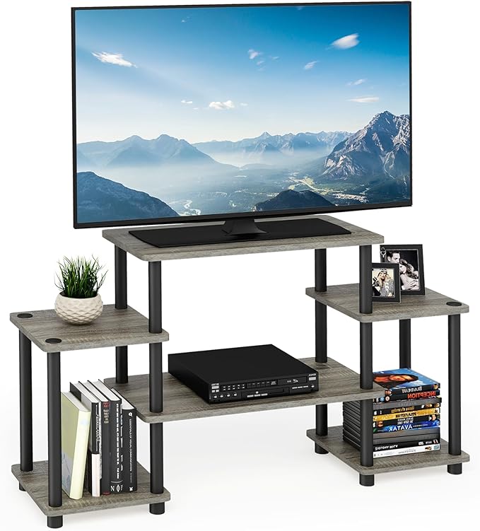 Furinno Turn-N-Tube No Tools Entertainment Center, Round Square Corner