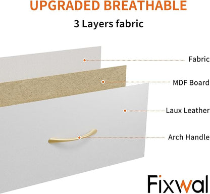 Fixwal Tall Narrow White Dresser for Bedroom, Storage Dresser Organizer in Closet with 7 Fabric Drawers, Nightstand for Dorm