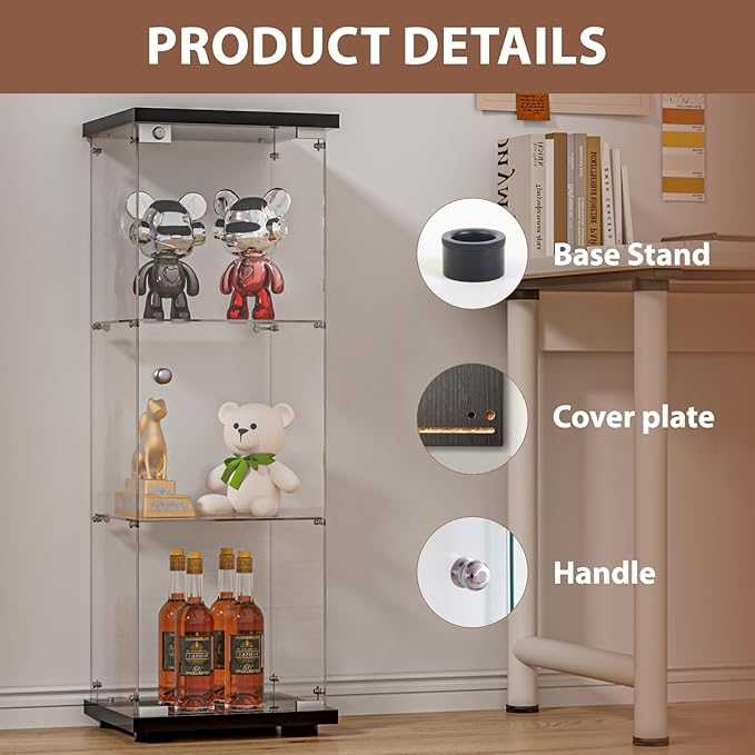 FANYUSHOW 3-Shelf Glass Display Cabinet