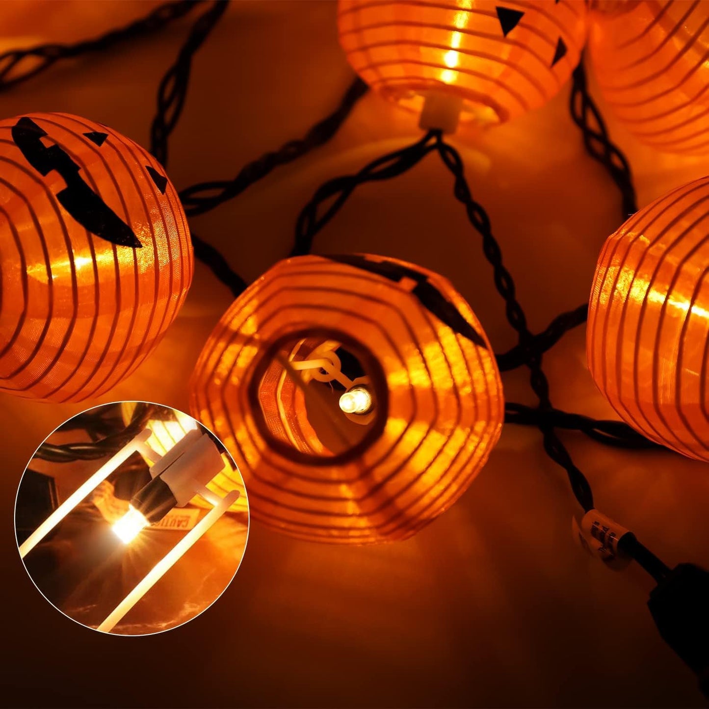 PASUTO Halloween Decorations Light Halloween Pumpkin Lantern String Lights, 10 Pack Jack O Lanterns Pumpkins Lights Plug in, 8.5FT Mini Pumpkin Light Connectable Indoor/Outdoor Halloweens Decorations