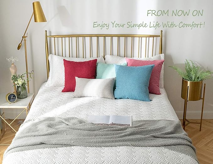 Stellhome Linen Throw Pillow Covers Square Solid Burlap Cushion Covers