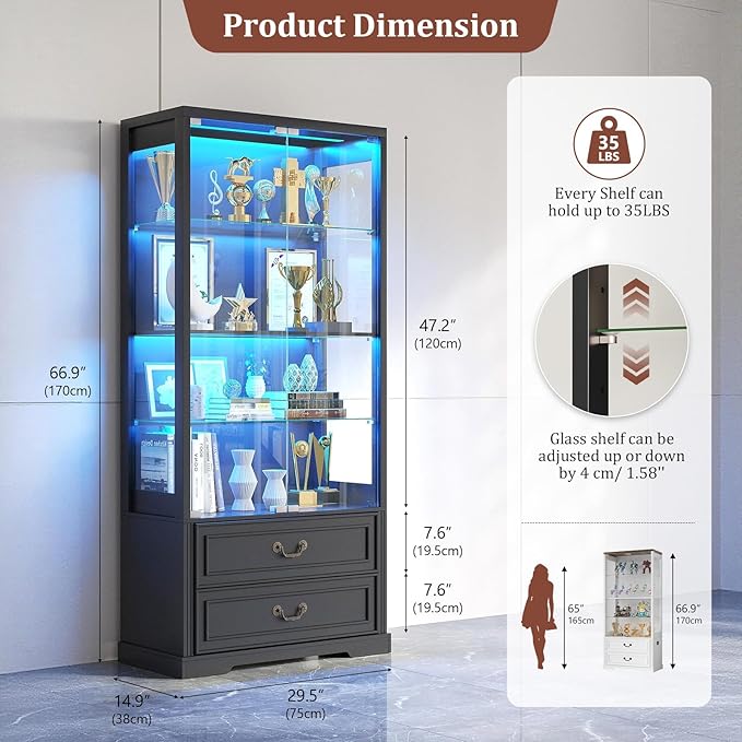 TAGELIER Glass Display Cabinet